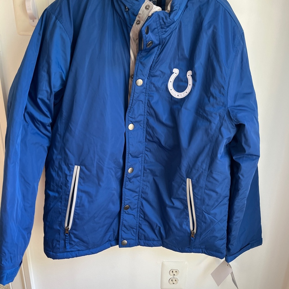 NWT Indianapolis Colts Full Zip Button Quilted Jacket L